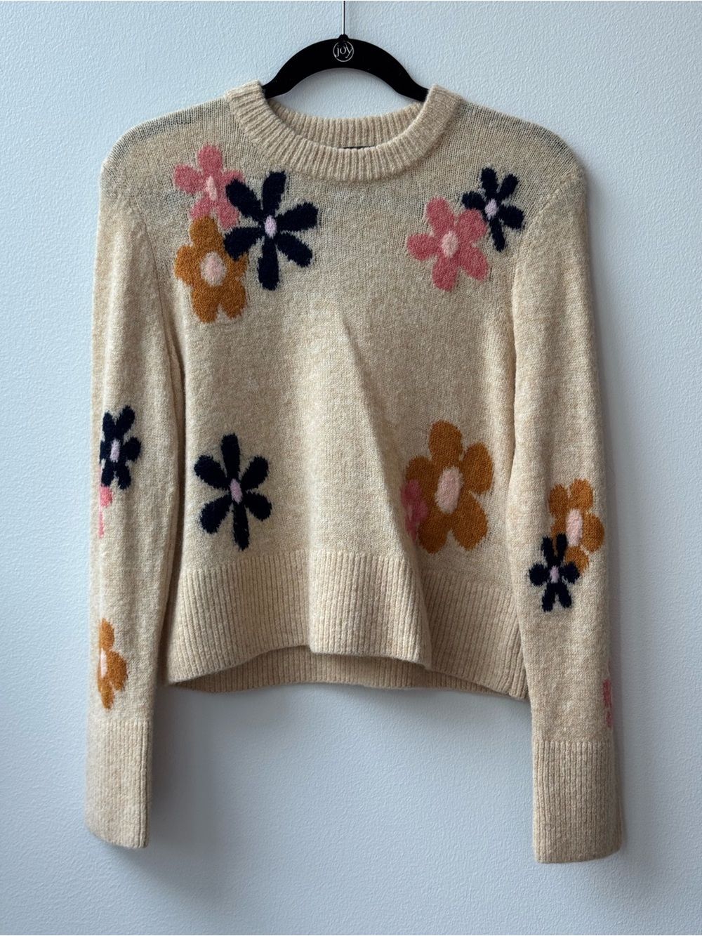Rails Cream Floral Crewneck Sweater with Pink, Navy & Mustard Flowers